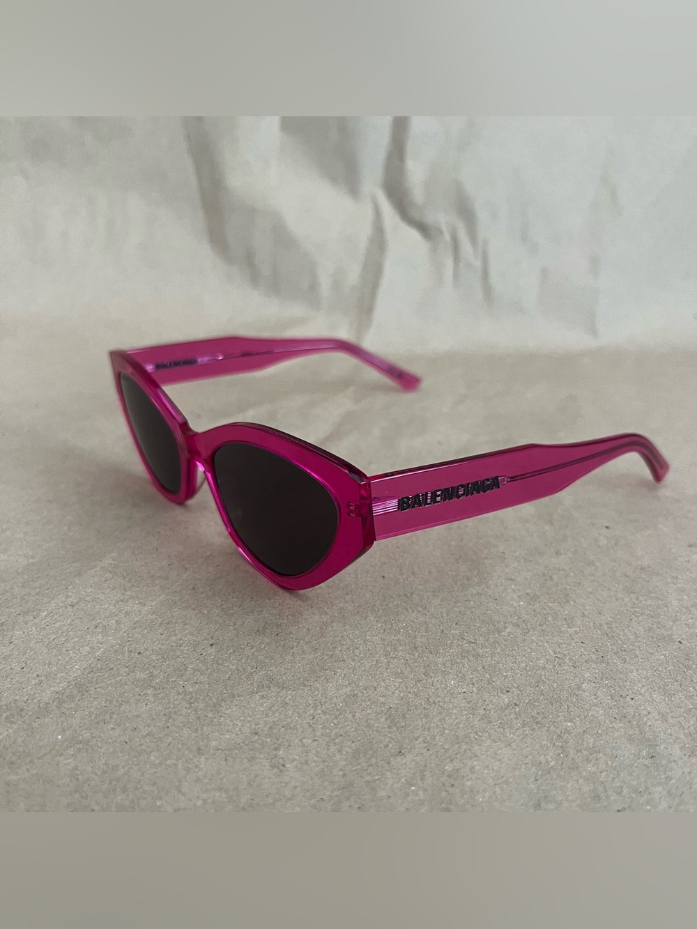 Balenciaga Hot Pink Transparent Cat-Eye Sunglasses